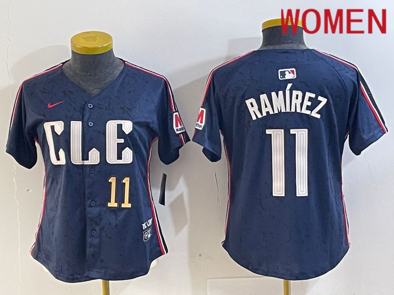 Women Cleveland Indians #11 Ramirez Blue City Edition Nike 2024 MLB Jersey style 3